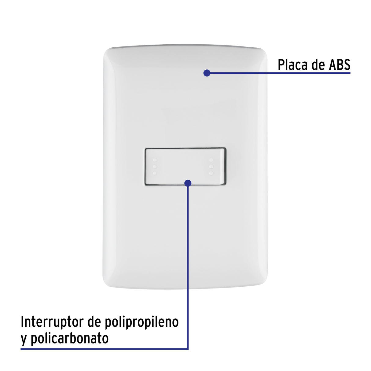 Placa Armada 1 Interruptor Escalera, Blanco, Línea Italiana