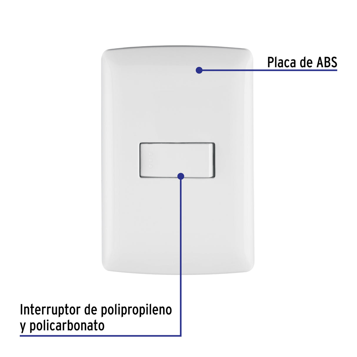 Placa Armada 1 Interruptor Sencillo, Blanco, Línea Italiana