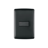 Placa Armada 1 Interruptor Sencillo, Negro, Línea Italiana