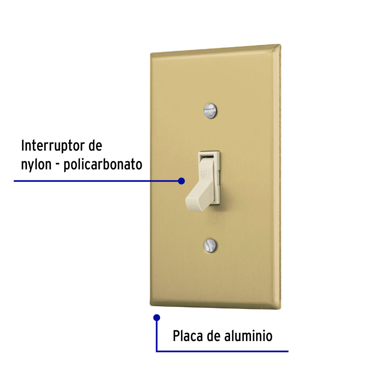 Placa Armada Interruptor Sencillo, Línea Standard, Aluminio
