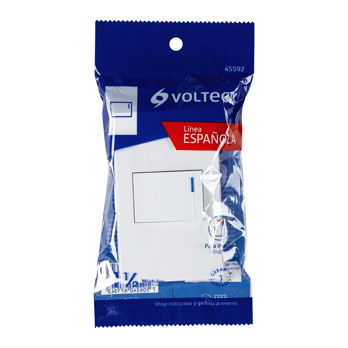 Placa Armada 1 Interruptor, 1.5 Módulos, Española, Blanco