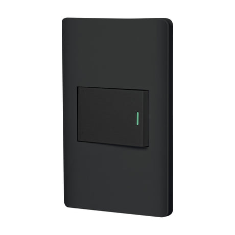 Placa armada negra 1 interruptor de 3 vías 1.5 mód, Lisboa