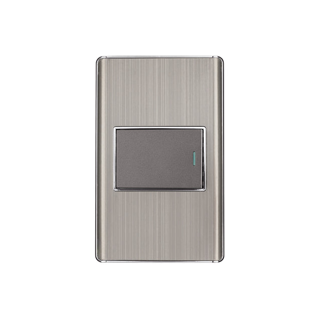 Placa armada acero inox 1 interruptor 1.5 módulos, Lisboa