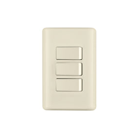 Placa armada 3 interruptores, marfil, Volteck