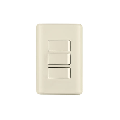 Placa armada 3 interruptores, marfil, Volteck