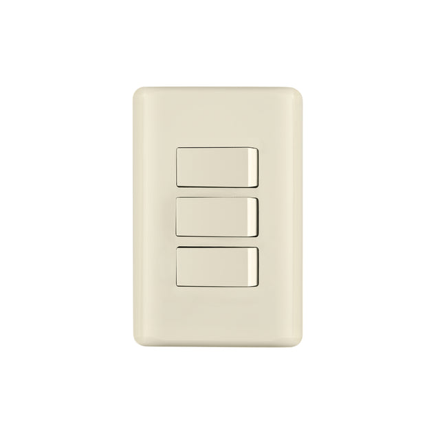 Placa armada 3 interruptores, marfil, Volteck