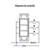Placa Armada con 3 Interruptores Sencillos, Línea Classic