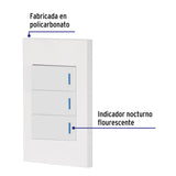 Placa Armada 3 Interruptores, 1 Módulo, Española, Blanco