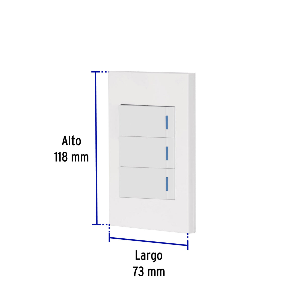 Placa Armada 3 Interruptores, 1 Módulo, Española, Blanco