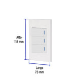 Placa Armada 3 Interruptores, 1 Módulo, Española, Blanco