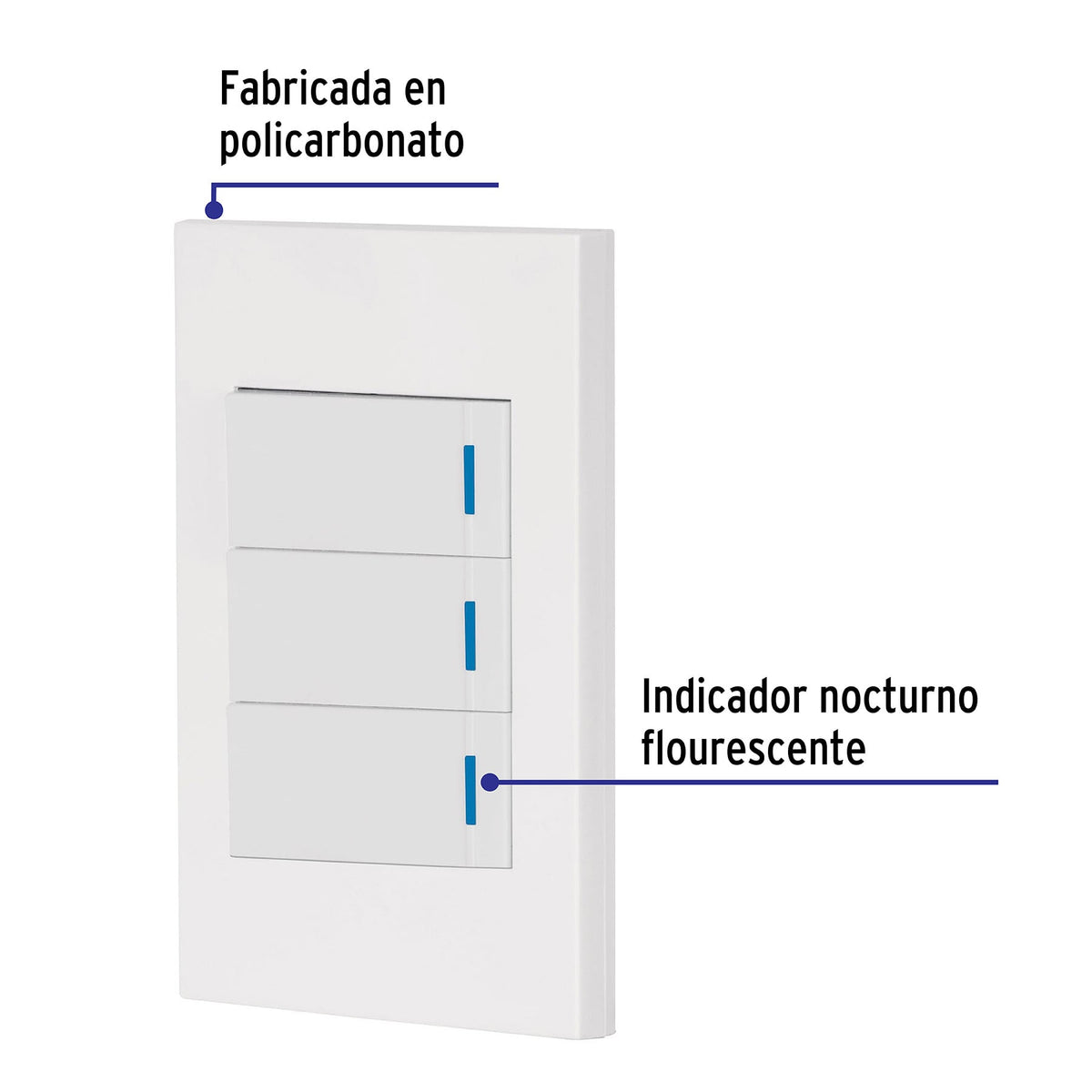 Placa Armada 3 Interruptores 1DE 3VÍAS, 1 Mod, Española, Blanco