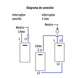 Placa Armada 3 Interruptores 1DE 3VÍAS, 1 Mod, Española, Blanco