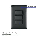 Placa Armada 2 Interruptores 1 Escalera Negro, Línea Italiana