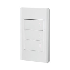 Placa armada blanca 2 interruptores 1 de 3 vías 1 mód, Lisboa