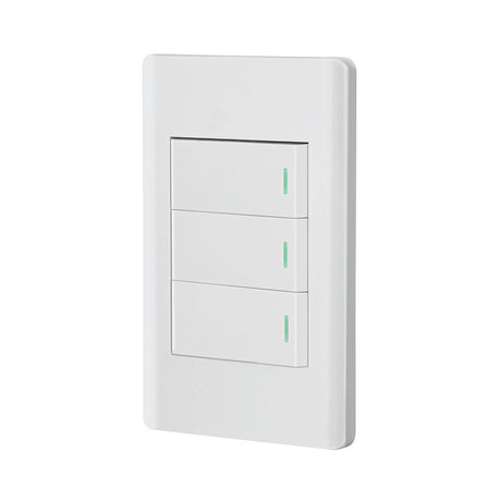 Placa armada blanca 2 interruptores 1 de 3 vías 1 mód, Lisboa