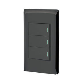 Placa armada negra 2 interruptores 1 de 3 vías 1 mód, Lisboa