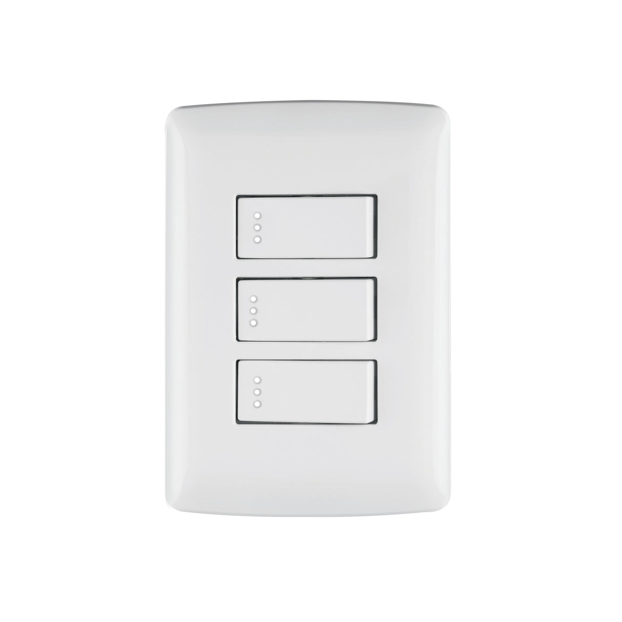 Placa Armada 3 Interruptores Sencillos, Blanco, Línea Italiana