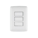 Placa Armada 3 Interruptores Sencillos, Blanco, Línea Italiana