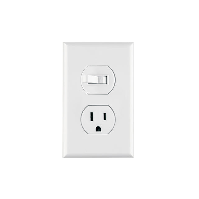 Placa armada interruptor y contacto, línea Standard, blanco