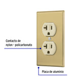 Placa Armada Contacto Dúplex, 2 Polos, Línea Standard, Aluminio