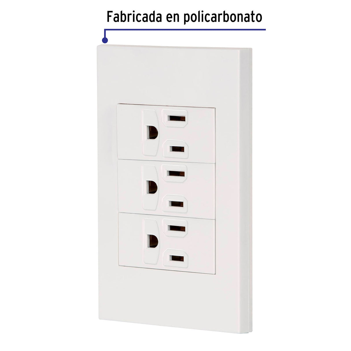 Placa Armada 3 Contactos, 1 Módulo, Española, Blanco