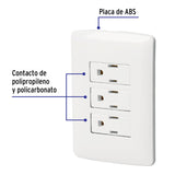 Placa Armada 3 Contactos Aterrizados, Blanco, Línea Italiana
