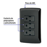 Placa Armada 3 Contactos Aterrizados, Negro, Línea Italiana