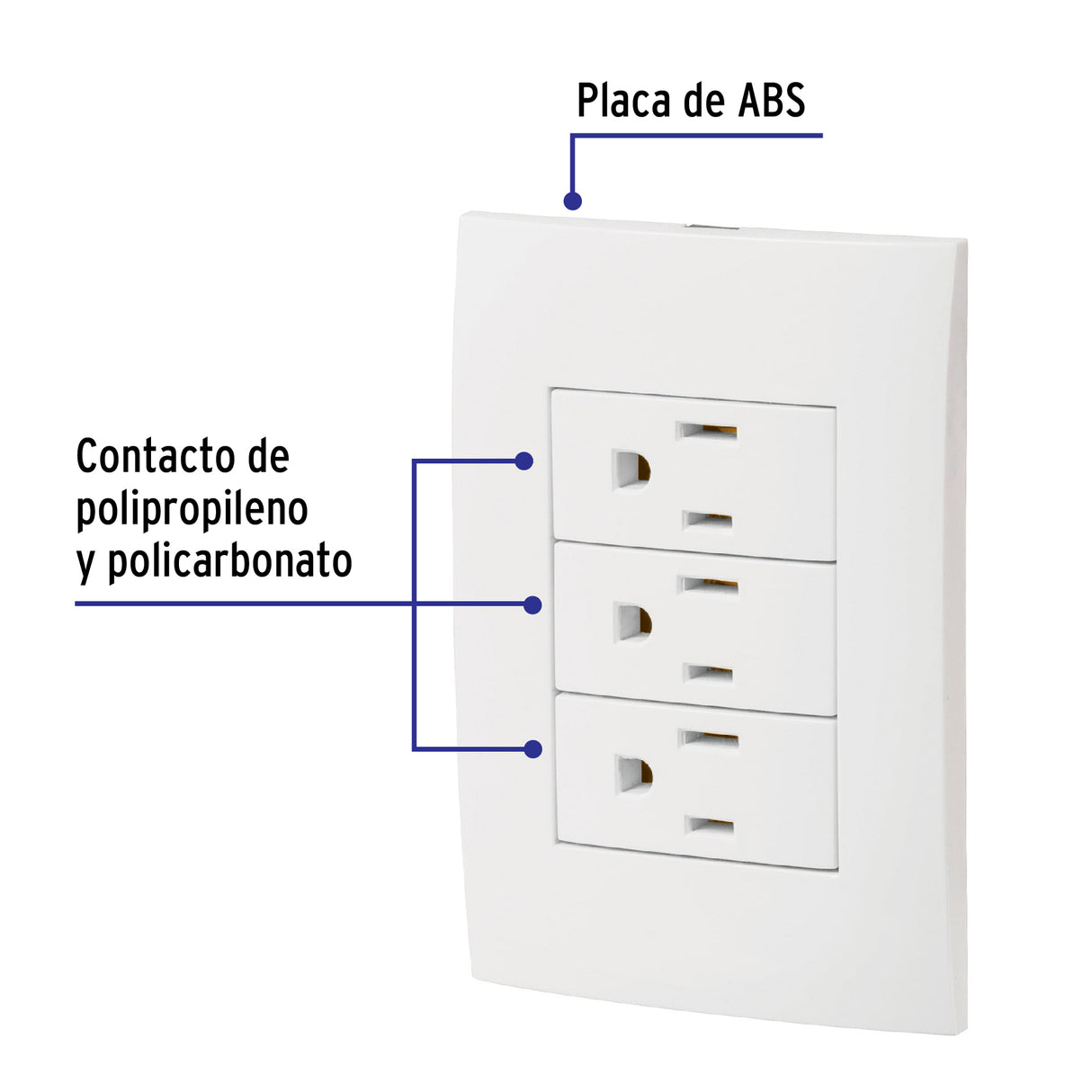 Placa Armada 3 Contactos Aterrizados, Línea Oslo, Blanco