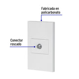 Placa Armada 1 Toma de TV, 1.5 Módulos, Española, Blanco