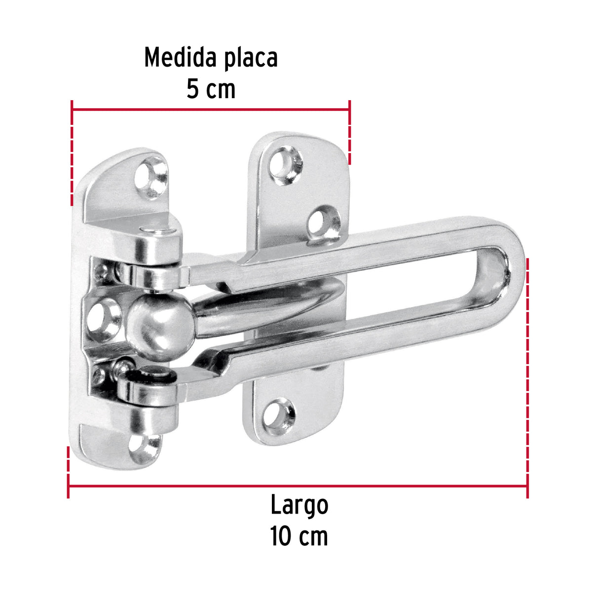 Pasador Abatible para Puerta, Acabado Cromo Mate, Hermex
