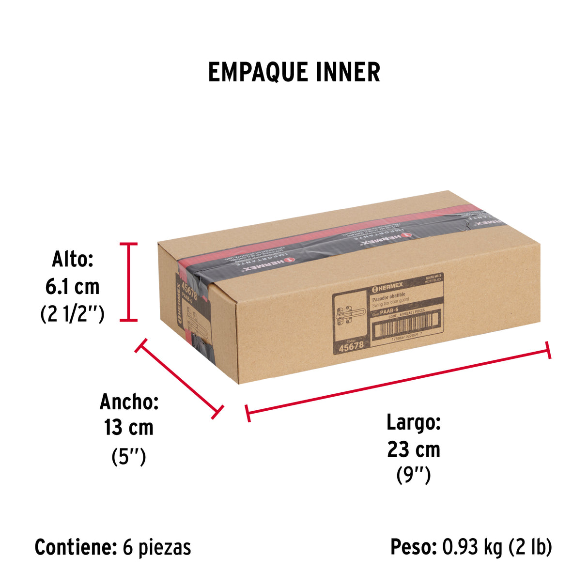 Pasador Abatible para Puerta, Acabado Negro, Hermex