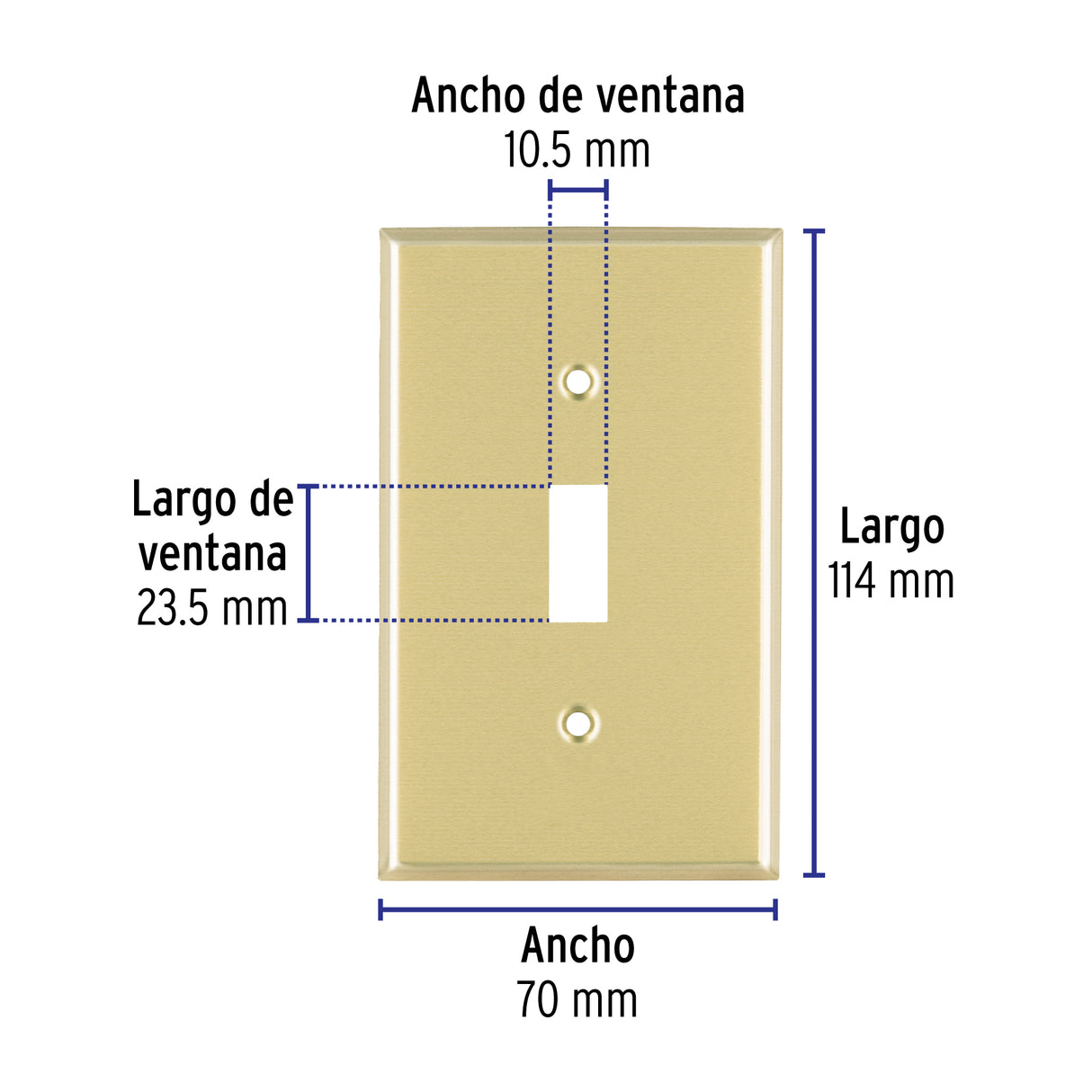 Placa para Interruptor Vertical, de Aluminio, Línea Standard