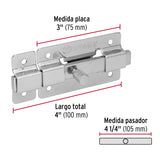 Pasador de Barra Plana 3' Acabado Cromo, Hermex