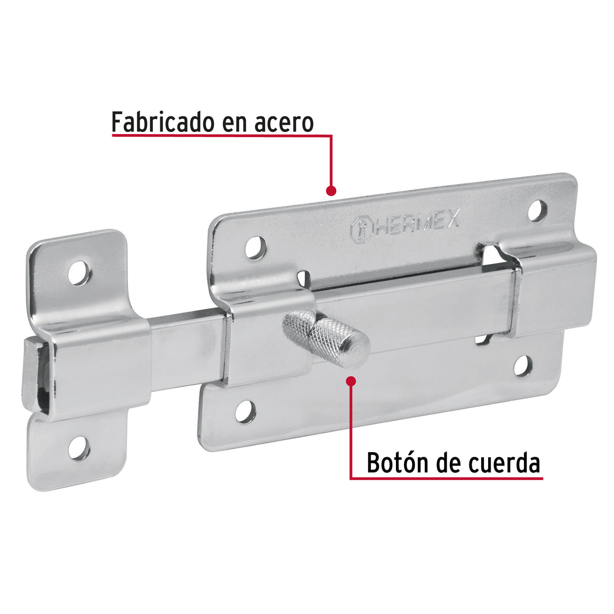Pasador de Barra Plana 4' Acabado Cromo, Hermex
