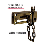 Pasador con Cadena para Puerta, Acabado Latón Antiguo