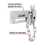 Pasador con Cadena para Puerta, Acabado Cromo Mate, Hermex