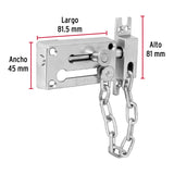 Pasador con Cadena para Puerta, Acabado Cromo Mate, Hermex