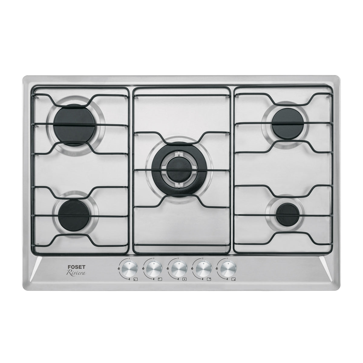 Parrilla Gas Empotrable 75 cm, 5 Quemadores, Esmalte, Foset