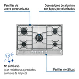 Parrilla Gas Empotrable 75 cm, 5 Quemadores, Esmalte, Foset