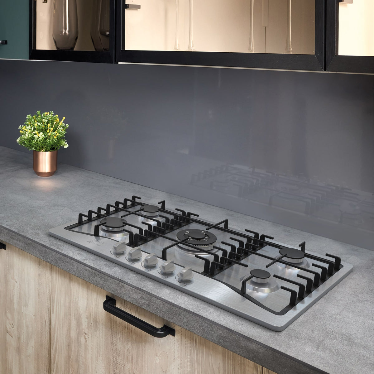 Parrilla Gas Empotrable 75 cm, 5 Quem, Acero Inox, Riviera