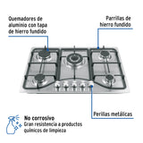 Parrilla Gas Empotrable 75 cm, 5 Quem, Acero Inox, Riviera