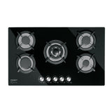 Parrilla Gas Empotrable 90 cm, 5 Quem, Vidrio Negro, Riviera