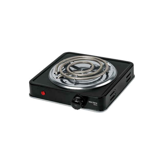 Parrilla eléctrica 1 quemador en espiral, negra, BASIC