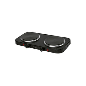 Parrilla eléctrica 2 quemadores de disco, negra, Volteck