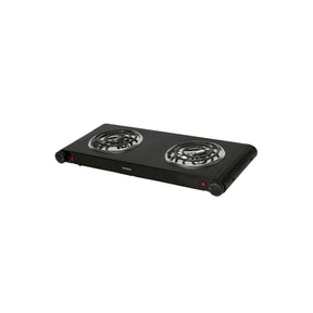Parrilla eléctrica 2 quemadores en espiral, negra, Volteck