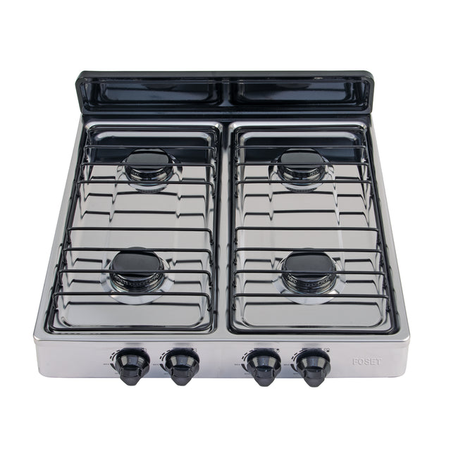 Parrilla de gas de sobreponer 4 quemadores, inox, Foset
