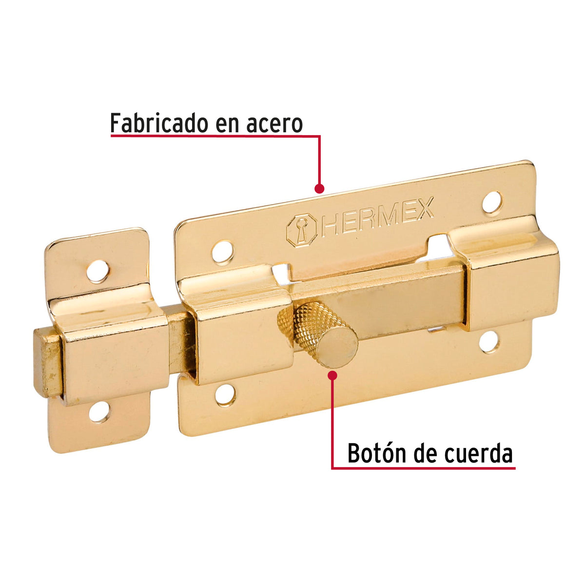 Pasador de Barra Plana 3' Acabado Latón, Hermex