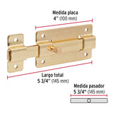 Pasador de Barra Plana 4' Acabado Latón, Hermex