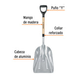 Pala Sanitaria Cabeza #14 de Aluminio, Puño 'y', Mango 27'