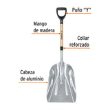 Pala Sanitaria Cabeza #15 de Aluminio, Puño 'y', Mango 27'